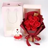 Artificial Rose Bouquet Soap Flowers Wedding Decorations Valentine Day Christmas Mother Day Gift med en handväska