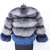 OFTBUY Marchio di Moda di Lusso Cappotto di Pelliccia Vera Giacca Invernale Donna Argento Naturale Cappuccio di Pelliccia di Volpe Capispalla Streetwear Spessore Caldo