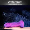 Nxy Dildos Dongs Hismith Novelty Starry Sky Tier 8 Inch Curved Silicone with Suction Cup Monster Series 0114