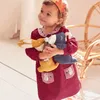 ジャンプメーター赤ちゃん刺繍ムーズ秋冬の女の子のドレスコーデュロイ襟王女長袖のドレス幼児服LJ200923