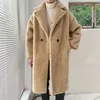 Hiver nouvelle jeunesse populaire une fourrure d'élan épais coupe-vent à double boutonnage mode décontracté chaud couleur unie coton manteau m- lj201110