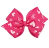 Cute 6 colors 5 inch Kids Hair Accessories Love Heart Letter Print Bow New Design Girl Barrettes