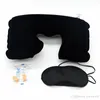 Оптовая продажа автомобиля мягкая подушка 3 в 1 набор надувной надувной U-образной в форме шеи подушка воздушная подушка + спальная маска для глаз Eyeshade + уши за ушей WDH0660