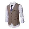 Men's Vests Men Leather Patchwork Waistcoat Single-breasted Brown Casual Mens Suit Vest 3xl1 Stra22