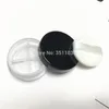 30 / 50PCS 5G Classic Black White Cap Plast Loose Pulver Compacts Round 4 Grids Sifter Tom Kosmetisk behållare med puff