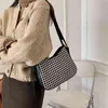 NXY Sacos Cosméticos Mulheres Casual Moda Houndstooth Black e Branco Zipper Ombro Crossbody para Handbags 220303