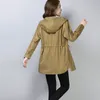 Spring Herfst Wind Breakher Long 2019 Nieuwe capuchon Jacket plus size mode casual elegante korte jas vrouwelijke jas uit het kader T200828