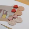 Handmade Polymer Clay Earrings Geometric Drop Pendant Elegant Morandi Color Statement Earrings13995579