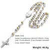 Fashion Long rosary beads chain Men's charm Jesus Necklace & pendants stainless steel men's jewelry,Silver/Gold/Rose Gold Plated Color