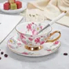 Xícaras de chá de porcelana de yefine e saucers de alto grau de ósseo China café Turkish Drinkware conjunto LJ200821