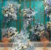 Blue theme wedding decoration simulation flowers hall with artificial flower guide wall Star Ocean Themes