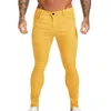 2020 Men's Stretch Skinny Solid Jeans 4 Color Casual Slim Fit Denim Trouser Male Yellow Red Gray Pants Male Slim Trousers