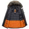 TIGER FORCE Winterjas Mannen Gewatteerde Parka Rusland Man Jas Kunstbont Grote Zakken Middellange Dikke Parka Snowjacket 220105