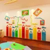 色鉛筆漫画3Dアクリルウォールステッカーキッズルームリビングルーム幼稚園フレーム装飾Diyアートウォール装飾T200111