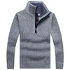 Pullover Mens Thick Warm Knitted Pullover Men Sweater Solid Fashion Turtleneck Sweaters Half Zip Warm Fleece Winter Coat Casual 211221