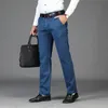 ربيع الخريف ارتفاع الخصر الجينز الرجال تمتد العلامة التجارية الذكور الفضفاضة الدينيم السراويل الكلاسيكية الأسود رجل جينز جينز وزرة 20111111