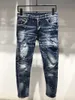 Fashionable European and American men's casual jeans in, high-grade washed, hand-worn, tight ripped motorcycle jean LTA232