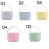 NY!!! Påsk Candy Basket Festlig Seersucker Stripe Bucket Easter Eggs Storage Bag Multipurpose Hemkläder Korgar EE