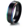 Hommes femmes arc-en-ciel coloré LGBT anneau en acier inoxydable bande de mariage Lebian Gay anneaux livraison directe