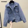 NEEDBO Denim Jacke Oversize Crop Stickerei Jacke Frau Casual Lose Jeans Jacke Frauen Sommer Weibliche Frauen Jacken und Mäntel 201026