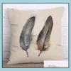 Cushion/Decorative Pillow Home Textiles & Garden Feather Throw Ers Cotton Linen Cases Cushion Outdoors 18X18 Inches Drop Delivery 2021 Jret7