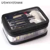 Nxy Cosmetic Bags Rownyeon Оптовая роскошь Пользовательские Черные четкие ПВХ пластиковый Zip Makeup Bag Case 220303