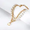 Punk Imitation Pearl Lock Pendant Choker Necklace for Women Wedding Bridal Aesthetic Jewelry On The Neck Accessories