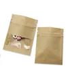 100st / mycket Brun Kraft Paper Bag Zipper Food Storage Bags Luktsäker provpåse för torkad frukt kaffe te