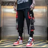 الهيب هوب ركض الرجال إلكتروني أشرطة البضائع السراويل جيوب المسار التكتيكية عارضة techwear الذكور السراويل sweatpants الرياضة الشارع الشهير 201106