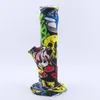 Silicone water pipe 10.6 inch straight bong Hookah non fading printing bongs dab rig thick bubble for retail or wholesale