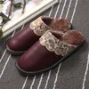 Winter Women Genuine Leather Home House Indoor Non-slip Thermal Shoes Men Warm Furry Slippers Plus Size Hot Y201026 GAI GAI GAI