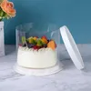 Presentförpackning 4/6 tum CLEAR PVC Packaging Box Round Cake Boxes For Födelsedag Bröllop Valentine Anniversary Flower Gifts Baking Dammtät