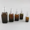 500 x Contenitori per flaconi per aromaterapia con contagocce in vetro Oli essenziali ambra quadrati con occhio 10/25/35/50 / 100 ml