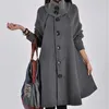 Damen Wollmischungen 2022 Herbst Warmer Wollmantel Weiblicher lässiger Windjacke Wintermantel Strick langärmeliger hoher Graben Frauen Plus Größe M-5X