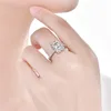 PANSYSEN Real 925 Sterling Silver Emerald Cut Created Diamond Wedding Rings for Women Luxury Proposal Engagement Ring 201116