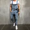 Moda Mężczyzna Ripped Jeans Jumpsuits Street Traved Hole Denim Bib Kombinezony dla mężczyzn Spodnie Podwiązźń 3 Kolory Rozmiar S-3XL