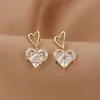 AFSHOR 2022 fascino alla moda 14K oro reale orecchini di cristallo per le donne accessori gioielli di moda coreana S925 argento ago zircone lucido regalo