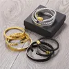 3 pçs/conjunto algarismos romanos pulseiras masculinas de aço inoxidável corda de cânhamo fivela aberta pulseiras de ouro pulseira bileklik jóias