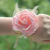 Team Bride Artificial Rose Wrist Flower Bridesmaids Hand Flowers Wedding Gifts for Guests Bridal Party Favors Supplies