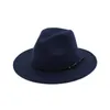 Chapéu masculino feminino imitação de lã feltro outback chapéu panamá aba larga feminino fivela de cinto fedoras chapeau sombrero mujer 20208822737