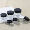 10PCS 5G 10G 20G 30G 50G فارغة شفافة جرة زجاج الحاويات كريم التجميل لوسيون مسحوق الزجاجات الأواني السفر مرهم صندوق