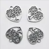 Wholesale Lot 100pcs Heart Tree Antique Silver Charms Pendants for Jewelry Making Bracelet Earrings DIY Keychain Pendant 18*17mm DH0840