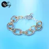 Link chain uny pulseira designer marca david inspirado pulseiras antigas mulheres jóias cabo fio vintage presentes de natal bracelet335q