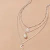 2022 BOHO капля воды опал ожерелье для женщин серебристого цвета блестки луны геометрия ключицы цепи мода ювелирные изделия