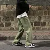 Erkek kot erkek kot yeşil/mor bol erkek moda rahat retro geniş bacak sokak kıyafeti gevşek hip hop düz denim pantolonlar erkek pantolon