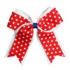 6-дюймовые аксессуары для волос 4 июля Dot Big Bow Hair Bows для девочек с зажимами или волосами красные королевские белые стрижки Grosgrain ленты звезды полоса