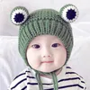Children Cute Frog Beanies Winter Warm Fleece Knitted Beanie Skull Caps Fashion Outdoor Kids Crochet Hats Cap Earmuffs Hats For 6M-2Y LY1014