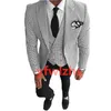 Nouveau Style Un Bouton Beau Peak Revers Groom Tuxedos Hommes Costumes Mariage / Bal / Dîner Meilleur Homme Blazer (Veste + Pantalon + Cravate + Gilet) W600