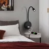 Tokili Bed Mount Reading Light Book Lamp Flexible Hose Wandlamp with USB Port 5V 2A Home Hotel Loft Bedside Night Lighting Hardwired Black Sconces