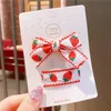 6pcs Cotton Cloth Girls 2.95 Inches Bow Hair Clips Flower Embroided Hairpin Fruit Barrette Kids Accessories Headdress